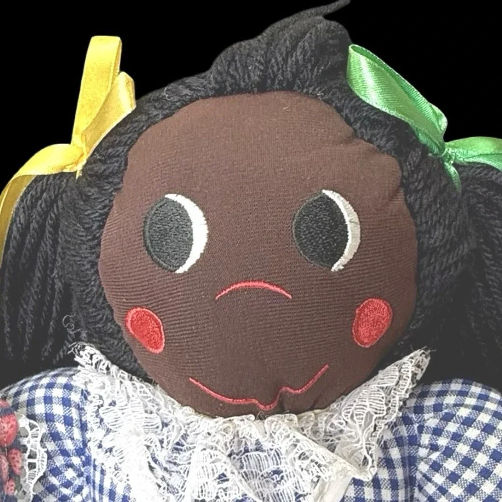 Folk Art African American Primitive Rag Dolls Lot of 2